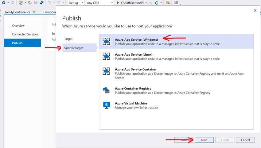 How to build and publish a .NET Core API to perform CRUD operations on Azure Cosmos DB (SQL API) and secure it using Facebook Authentication
